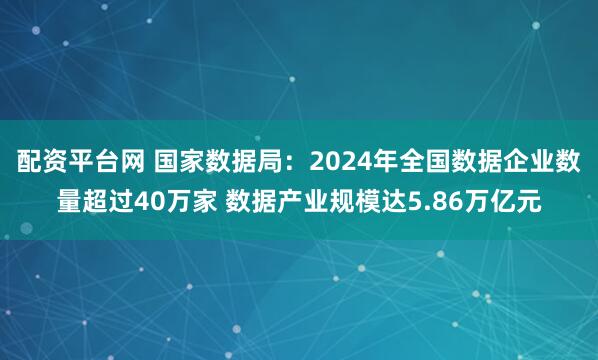 配资平台网 国家数据局：2024年全国数据企业数量超过40万家 数据产业规模达5.86万亿元